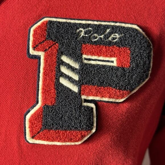 Polo Ralph Lauren Shirt Red New York Embroidered Logo Mens Medium Long Sleeve - Picture 4 of 10